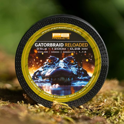 Plecionka główna dociążona I PB Products I Gator Braid RELOADED 0,28mm/25lb 1200m Weed