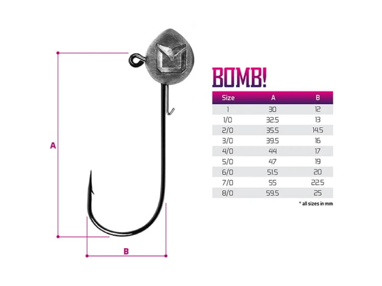 Główka jigowa z zaczepem na przynętę Delphin BOMB! / 5 sztuk, 20g-3/0