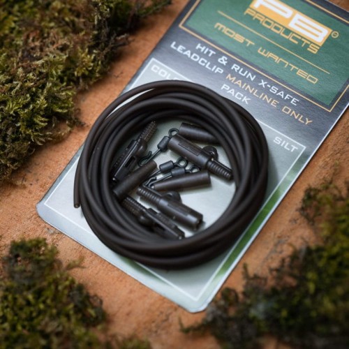 Zestaw bezpieczny z rurką antysplątaniową | PB Products | Hit & Run X-Safe Leadclip Mainline Only Pack Silt 4pcs