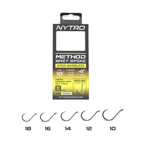 Przypon żyłka/igła NYTRO BARBLESS METHOD 4 INCH/10CM BAIT SPIKE #14/0,19MM/6,2LB