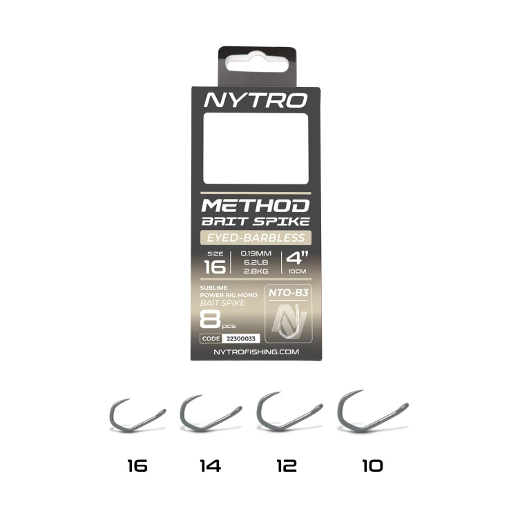 Przypon żyłka/igła NYTRO BARBLESS METHOD 4 INCH/10CM BAIT SPIKE #10/0,25MM/12LB