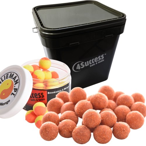 Zestaw kulki, pop up, wiadro 17l  | 4SUCCESS | Boilieman Brzoskwinia & Mango 5kg