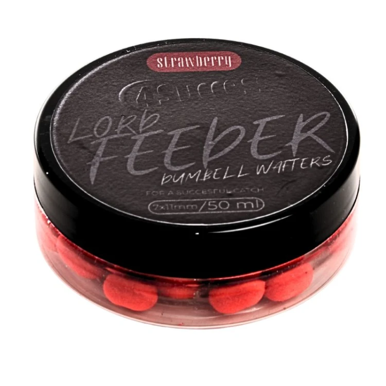 Kulki przynętowe, zbalansowane Truskawka | 4SUCCESS | Lord Feeder Strawberry Dumbell Wafters 11x7mm 50ml