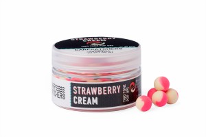 Kulki pływające pop up | CARP CATCHERS | STRAWBERRY CREAM Fluo Two Tone Pop Ups 10mm