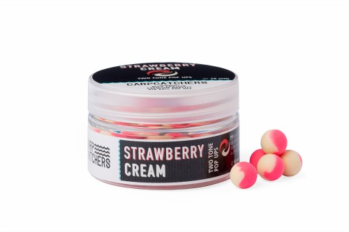 Kulki pływające pop up | CARP CATCHERS | STRAWBERRY CREAM Fluo Two Tone Pop Ups 10mm