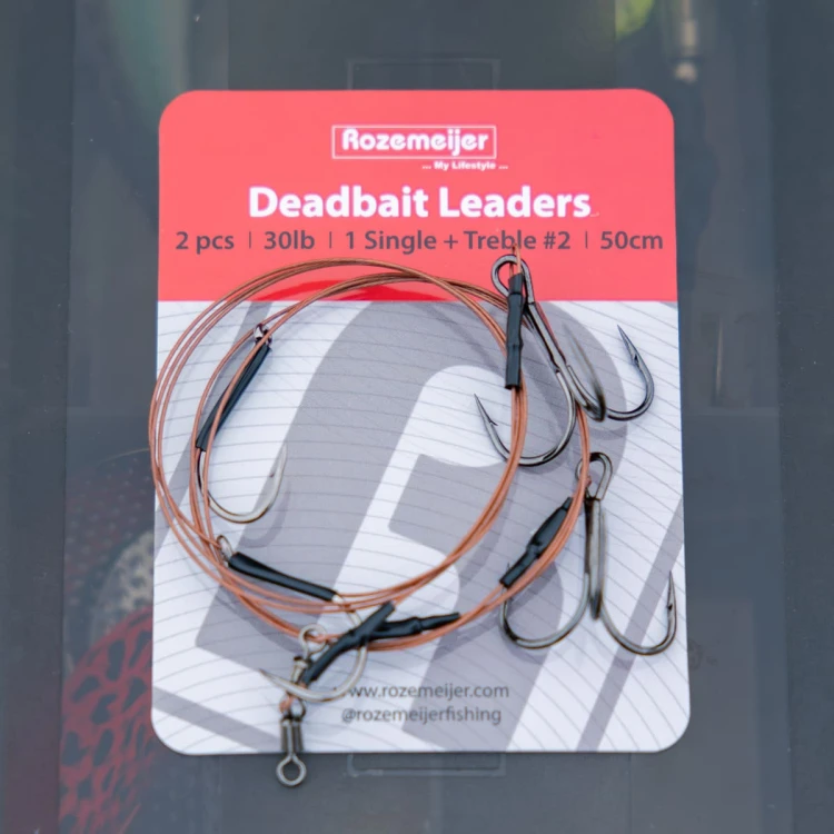 Przypon z kotwicami | Rozemeijer | Deadbait Leaders 1x single + #2 treble 50cm 30lb 2pcs