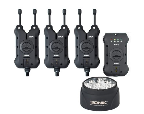 Sygnalizatory brań, zestaw z lampką SONIK SKX 3+1 ALARM + BIVVY LAMP