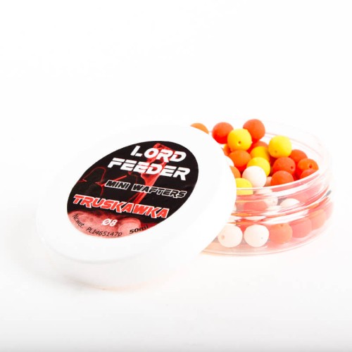 Kulki przynętowe, zbalansowane Truskawka  4Success Lord Feeder Wafters 50ml 8mm