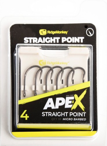 Haki karpiowe z zadziorem RidgeMonkey Ape-X Straight Point Barbed size 4