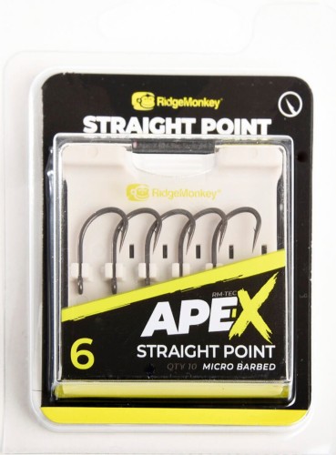 Haki karpiowe z zadziorem RidgeMonkey Ape-X Straight Point Barbed size 6
