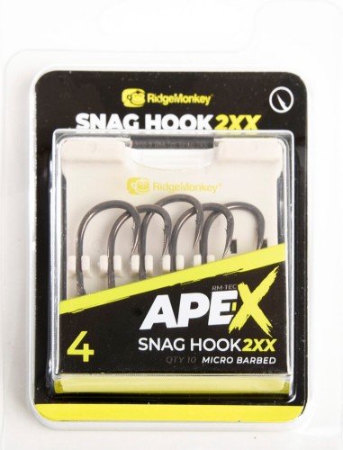 Haki karpiowe wzmocnione,  z zadziorem RidgeMonkey Ape-X Snag Hook 2XX Barbed size 4