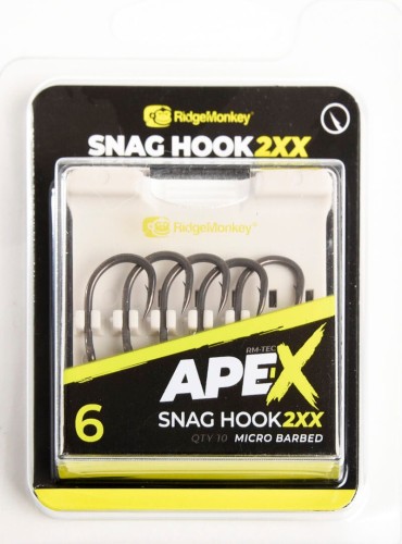 Haki karpiowe wzmocnione,  z zadziorem RidgeMonkey Ape-X Snag Hook 2XX Barbed size 6
