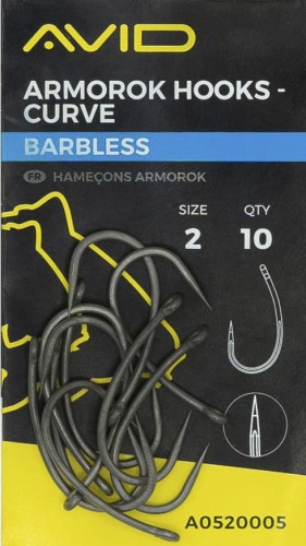 Haki karpiowe bezzadziorowe AVID ARMOROK HOOKS - CURVE SIZE 8 BARBLESS