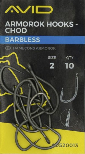 Haki karpiowe bezzadziorowe AVID ARMOROK HOOKS - CHOD SIZE 2 BARBLESS