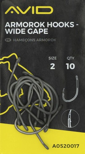 Haki karpiowe z zadziorem AVID ARMOROK HOOKS - WIDE GAPE SIZE 2