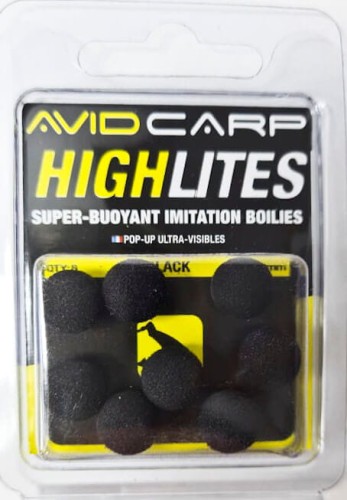 Sztuczna kulka pop up czarna AVID CARP - HIGHLITES - 10MM BLACK