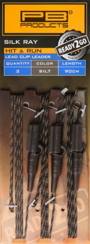 Gotowy leader, zestaw karpiowy PB Products R2G SR Hit & Run Leadclip Leader 90 Silt 3szt.