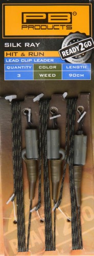 Gotowy leader, zestaw karpiowy PB Products R2G SR Hit & Run Leadclip Leader 90 Weed 3szt.