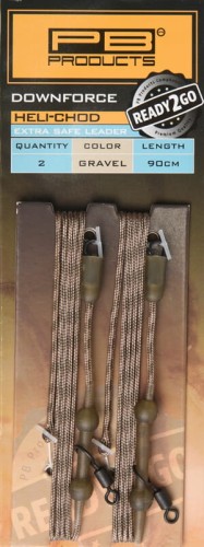 Gotowy leader, zestaw karpiowy PB Products R2G DF Extra Safe Heli-Chod Leader 90 Gravel 2szt.