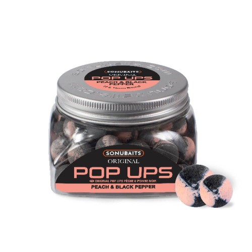 Kulki proteinowe, pływające SONUBAITS ORIGINAL POP UPS - PEACH & BLACK PEPPER