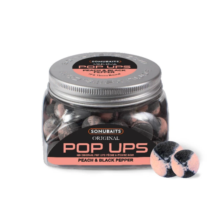 Kulki proteinowe, pływające SONUBAITS ORIGINAL POP UPS - PEACH & BLACK PEPPER
