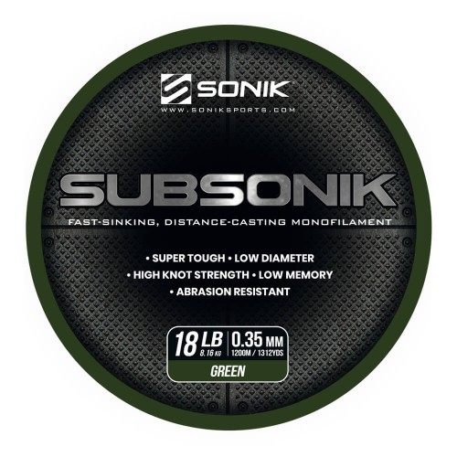 Żyłka karpiowa, zielona SONIK SUBSONIK GREEN 18LB 1200m (0.35mm)