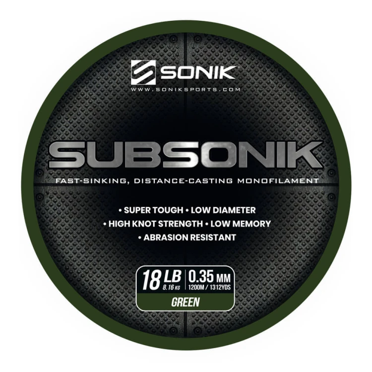 Żyłka karpiowa, zielona SONIK SUBSONIK GREEN 18LB 1200m (0.35mm)