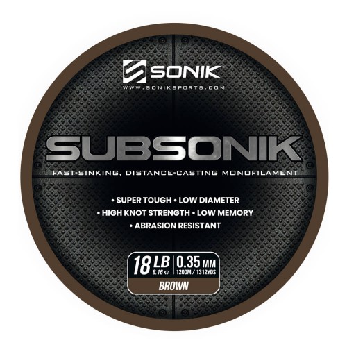 Żyłka karpiowa, brązowa SONIK SUBSONIK BROWN 18LB 1200m 0.35mm
