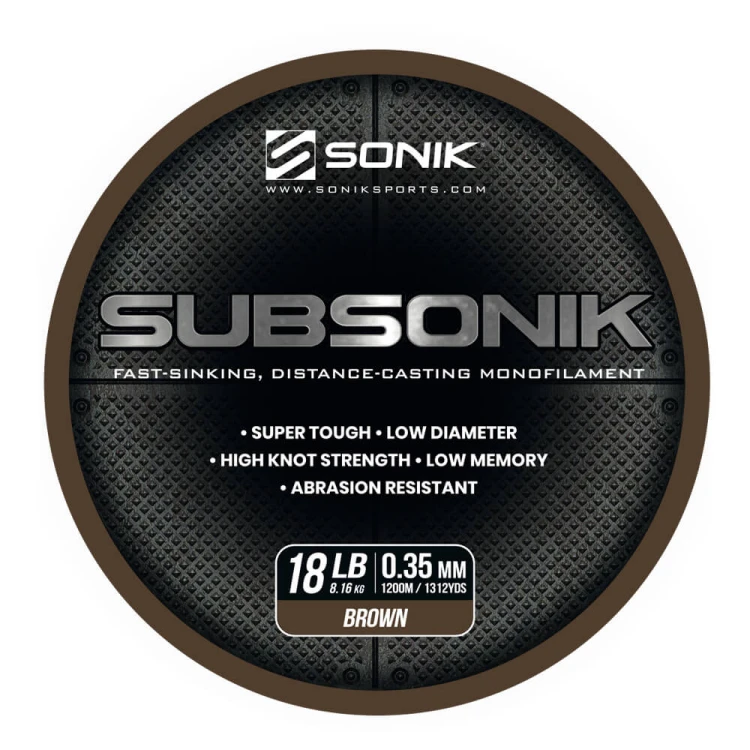 Żyłka karpiowa, brązowa SONIK SUBSONIK BROWN 18LB 1200m 0.35mm