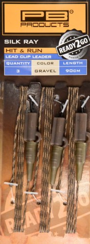 Gotowy leader, zestaw karpiowy PB Products R2G SR Hit & Run Leadclip Leader 90 Gravel 3szt.