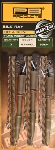 Gotowy leader, zestaw karpiowy PB Products R2G SR Hit & Run Inline Insert Leader 90 Gravel 3szt.