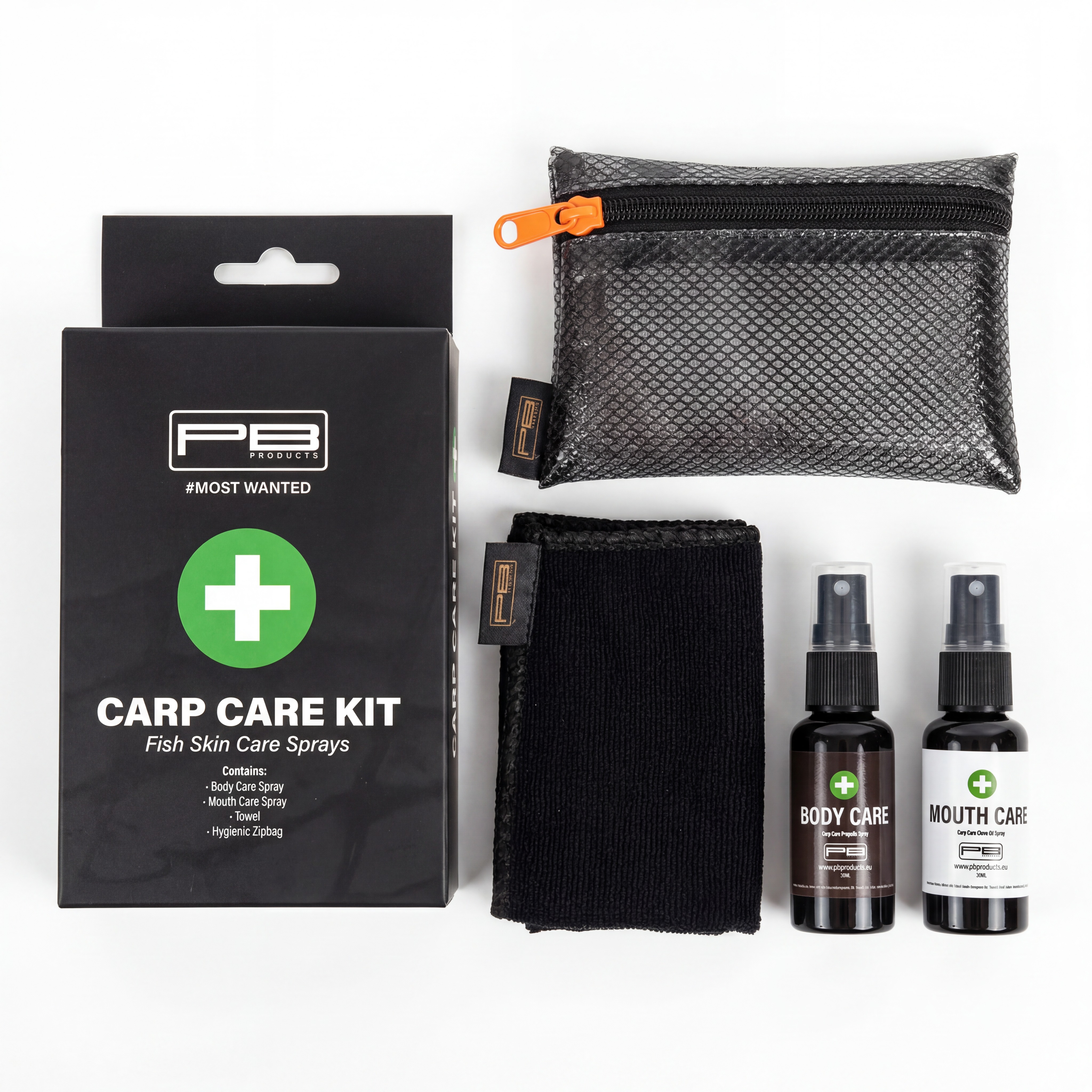 Zestaw do odkażania | PB Products | Carp Care Kit - 2 x30ml Sprays incl Towel - in Zipbag