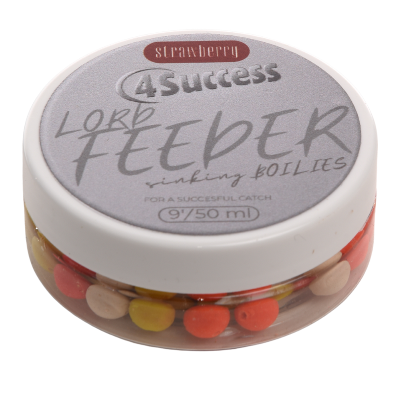 Kulki tonące | 4SUCCESS | Lord Feeder Strawberry Sinking Mini Boilies 9mm 50ml
