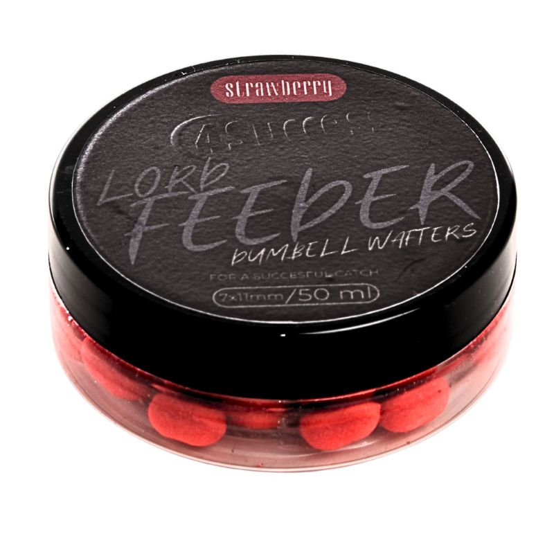 Kulki przynętowe, zbalansowane Truskawka | 4SUCCESS | Lord Feeder Strawberry Dumbell Wafters 11x7mm 50ml